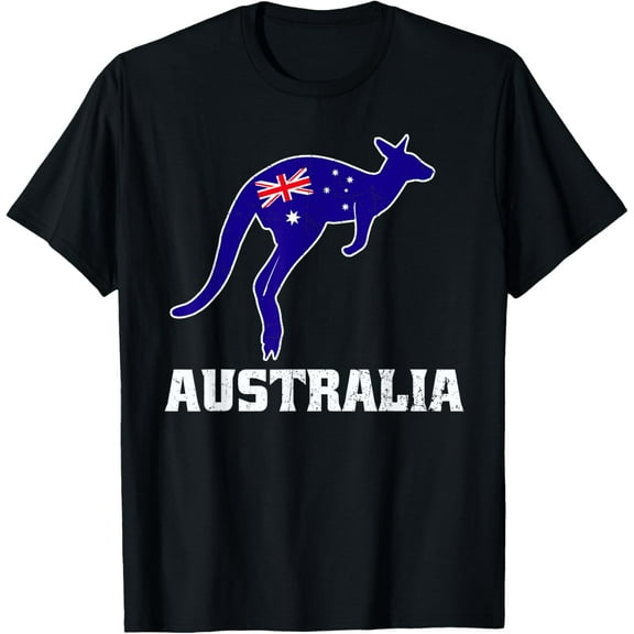 Australian Kangaroo Australia Flag Aussie Souvenir T-Shirt men and women can wear, black, white, gifts