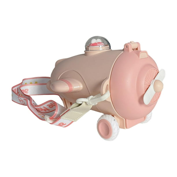 Botella de agua de avión para niños, taza con , taza para beber, botella para senderismo Rosa