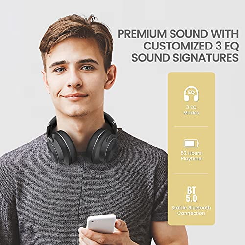 Wired/EQ Mode for Cell Phones Tablets PC TV Bluetooth Headphones Over Ear 45 Hrs Playtime DOQAUS Wireless Headset Hi-Fi Stereo Comfortable Foldable with Mic 