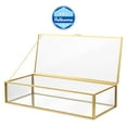 thumbnail image 4 of Vintage Mirrored Bottom Glass Keepsake Box Jewelry Organizer Jewelries Organizer for Home Wedding (Golden), 4 of 6