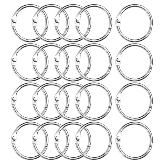 20-Pack 1.57 inch Nickel-Plated Metal Binder Rings,  Silver Loos eleaf Rings for Paper, Keys, Crafts