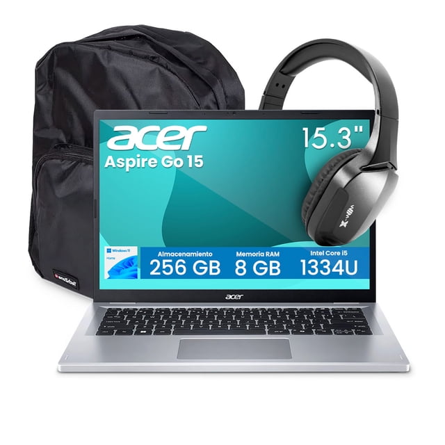Combo Laptop ACER Aspire Go 15 Intel Core i5 1334U 8GB RAM 256GB SSD 15.6" + Audífonos Bluetooth y Mochila
