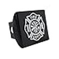 thumbnail image 3 of AMG Auto Emblems Support Firefighters Metal Emblem (Chrome & Black) on Black Metal Hitch Cover Fire, 3 of 3