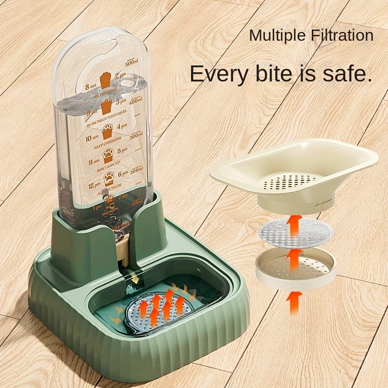Large Capacity Automatic Cat Water Feeder with Gravity Pet Water Drinking Dispenser, Non-Slip Stand, And Feeder Bowl for Indoor Cats, Without Battery