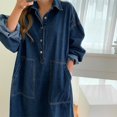 thumbnail image 4 of Sentmoon Robe Soleil 2026 Robe de Souper Col Rond Manches Courtes Formelle en Denim Extensible Grande Taille Robe Maxi Indispensables de Plage pour Séance Photo et Contenu TTG, 4 of 5