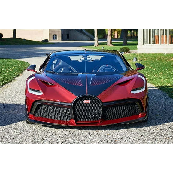 Bugatti Divo Lady Bug Sporty Car Front View Wall Indoor Decor - 12x18 Inch Laminated Poster - Stunning Detail and Bold Colors