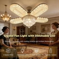 thumbnail image 3 of 12" Socket Ceiling Fan with Light, Retractable Blades, 3-Speed Dimmable LED Fan, Crystal-Effect Illumination, E27 Screw-in for Bedroom Kitchen, 3 of 6