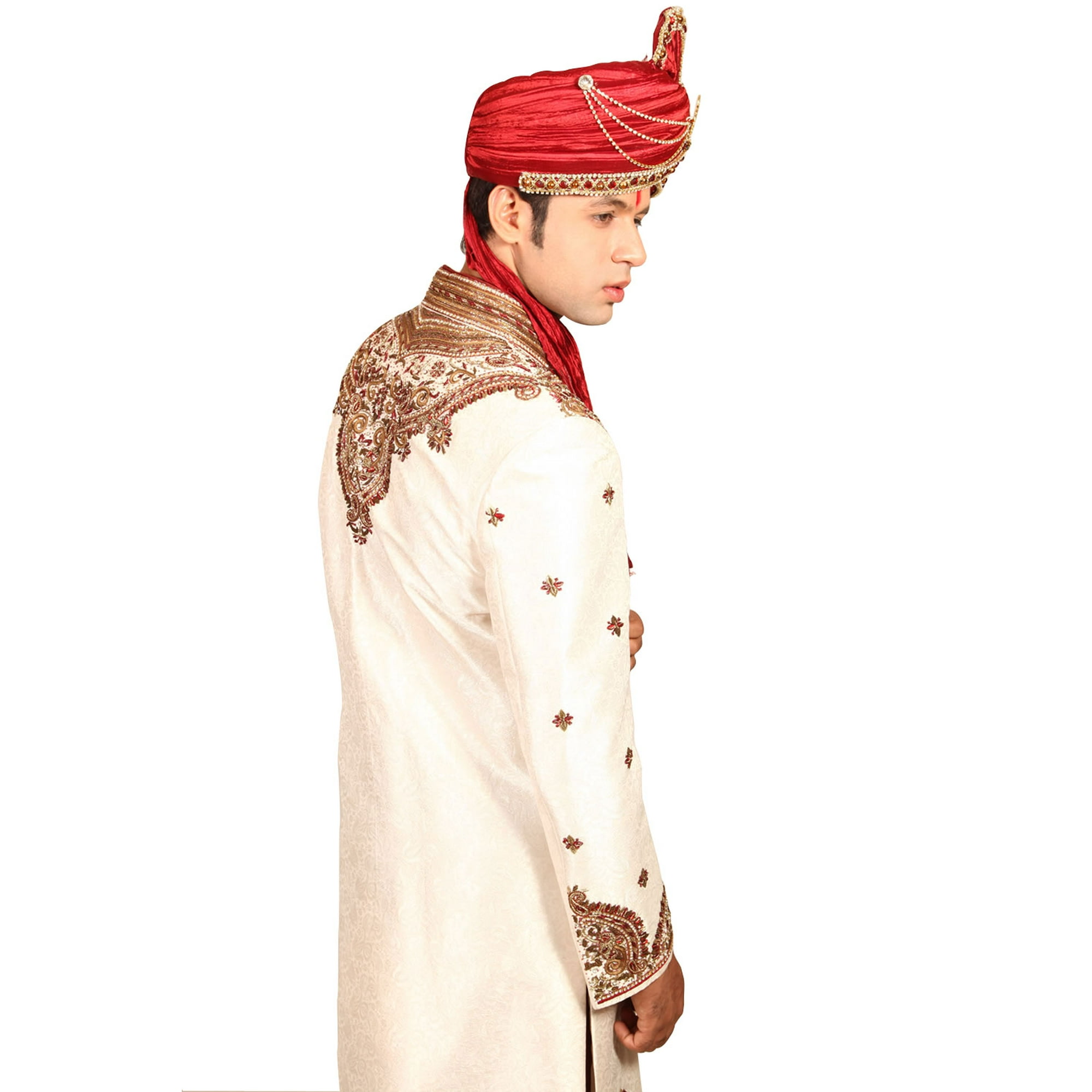 Classic Kedia Style White Indian Wedding Sherwani Kurta Pajama for Men. This product is custom made to order. Walmart