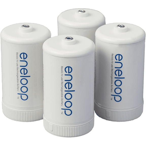Panasonic Eneloop BQ-BS1E4SA D Size-Battery Adapter for Use w/ Eneloop Ni-MH AA Batteries, 4-Pack