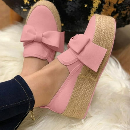 

Women s Solid Color Casual Asakuchi Butterfly Knot Sponge Cake Fashion Shoes