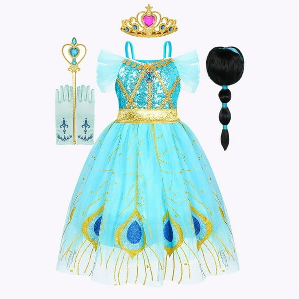 Vestido de jazmin de Disney lampara magica de princesa de Aladino disfraz de Cosplay de Halloween para fiesta de cumpleanos para ninas ropa de Carnaval para ninos Vestidos 4T etiqueta 120 Gao