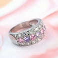 thumbnail image 4 of Women's Pink&Purple White AAA CZ Band 925 Silver Engagement Wedding Ring Sz 6-10, 4 of 6