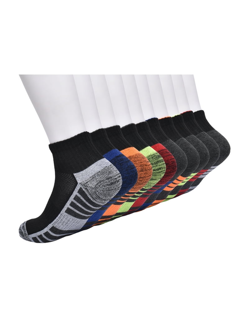 Athletic Works Boys Cushioned Ankle Socks 10-Pack Moisture