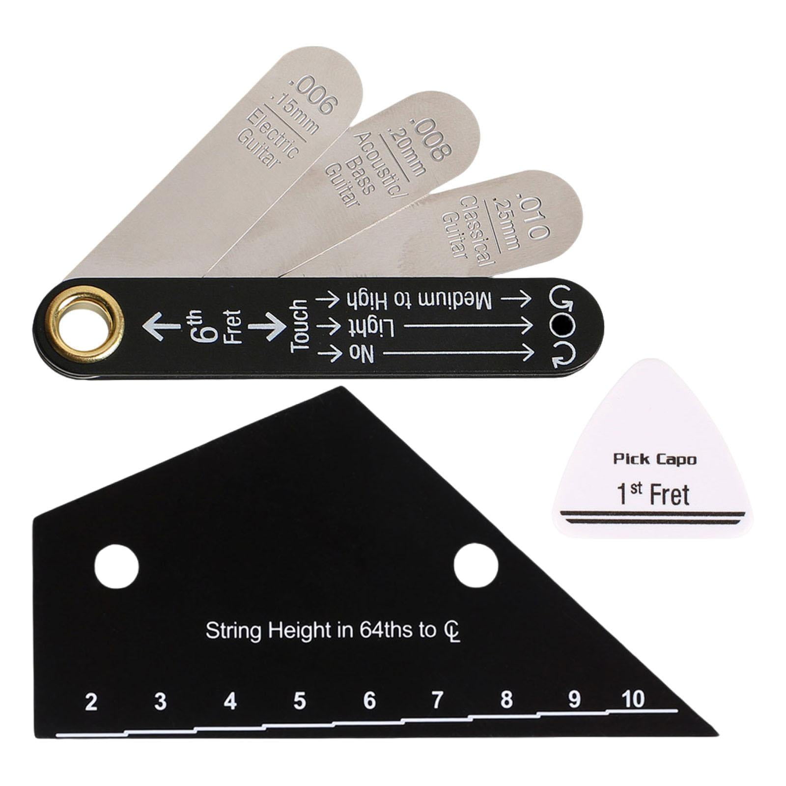 3 Pieces Guitar String Ruler Gauge Measuring Tool Kit Stainless Steel for Electric Acoustic Classical Guitar Players