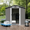 thumbnail image 7 of DreamCurship 6 x 4 FT Outdoor Storage Shed, Storage Sheds and Outdoor Storage Shed, Metal Storage Shed with Sliding Doors for Backyard, Garden, Gray, 7 of 7