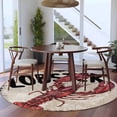thumbnail image 4 of Red Vintage Lobster Round Living Room Rugs 6 ft, Nautical Ocean Wood Texture Washable Area Rug with Non-Slip Sturdy Edge Binding Round Carpet for Kitchen Office Bedroom, 4 of 9
