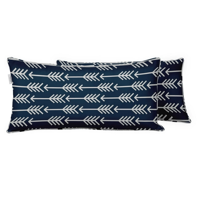 VargottamIndoor/OutdoorPolyester FabricLumbarPillowCover,All-Weather Waterproof Rectangular Cushion Case for Patio Furniture,12" x 18"Set of 2 -Arrow-33
