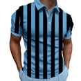 thumbnail image 3 of QIUOMBBP Big and Tall Polos Shirts for Men ﻿Button Short Sleeve Lapel Collared Fashion Striped Tops Summer Loose Fit Casual Outdoor Sport Tees Blue XXL, 3 of 8