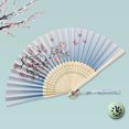 thumbnail image 4 of Kripyery Chinese Style Folding Hand Fan Women Vintage Bamboo Imitation Silk Handheld Fan with Flower Pattern And Tassel for Church Decoration Dance Party Gift Wall Decor, 4 of 8