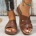 thumbnail image 2 of Modstep Orthopedic Wedge Sandals for Women Hollow Out Low Heel Non Slip Slide Shoes Wide Width Beach Slippers with Arch Support Brown 6, 2 of 7