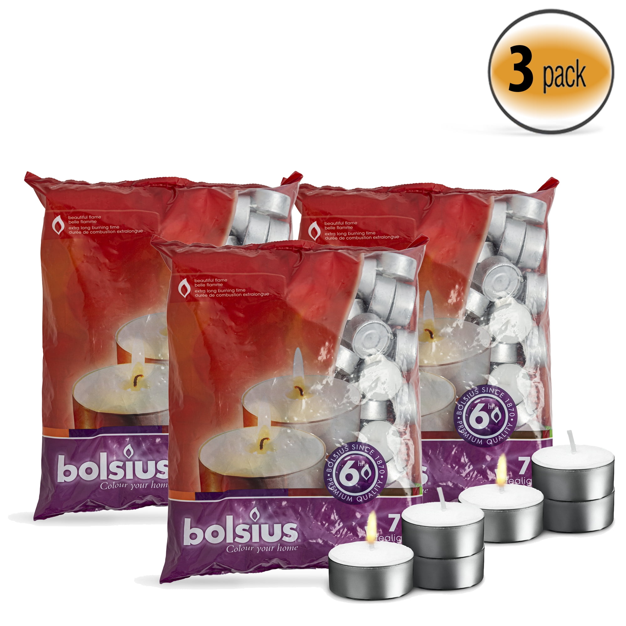 Bolsius 210 Pack Unscented Tea Light Candles White 6 Hours Slow Burning Smokeless Tea Lights