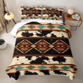 thumbnail image 2 of Homewish Vintage Farm Cow Print Quilt King,Tribal Aztec Rhombus Stripes King Coverlet Set,3pcs, 2 of 7