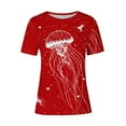 thumbnail image 2 of Tops de Ajuste Suelto para las Mujeres Sudadera Casual Impresa Manga Corta Cuello Redondo Superior, Poliéster, 2 of 4