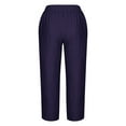 thumbnail image 4 of WIZUTIZ Dress Pants Women Retro Trendy Loose Wide Leg Trousers Elastic Spandex High Waist Full Length Trousers Solid Asymmetrical Cropped Palazzo Pants for Ladies Business Party Purple, 4 of 4