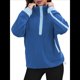 thumbnail image 1 of Sudadera de Mujer con Media Cremallera, Suave y Extragrande, con Bolsillos, Cálida y Afelpada. Azul M, 1 of 8