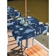 thumbnail image 2 of Outdoor Tablecloth with Umbrella Hole for Patio/Picnic/Party/Camping, Navy Blue Dinosaur Waterproof Table Cloth Square Cover Washable, Stars Palm Trees Mountain Modern Art (54"x 54"), 2 of 8