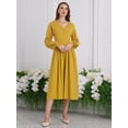 thumbnail image 2 of DARING DIVA Long Sleeve Sweater Ribbed Knit Midi A-Line Dress S Dark Yellow, 2 of 6