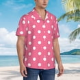 thumbnail image 2 of KLL Men's Hawaiian Shirt Short Sleeve Button Down Beach Shirts-Dots On Rose Red Background, 2 of 5