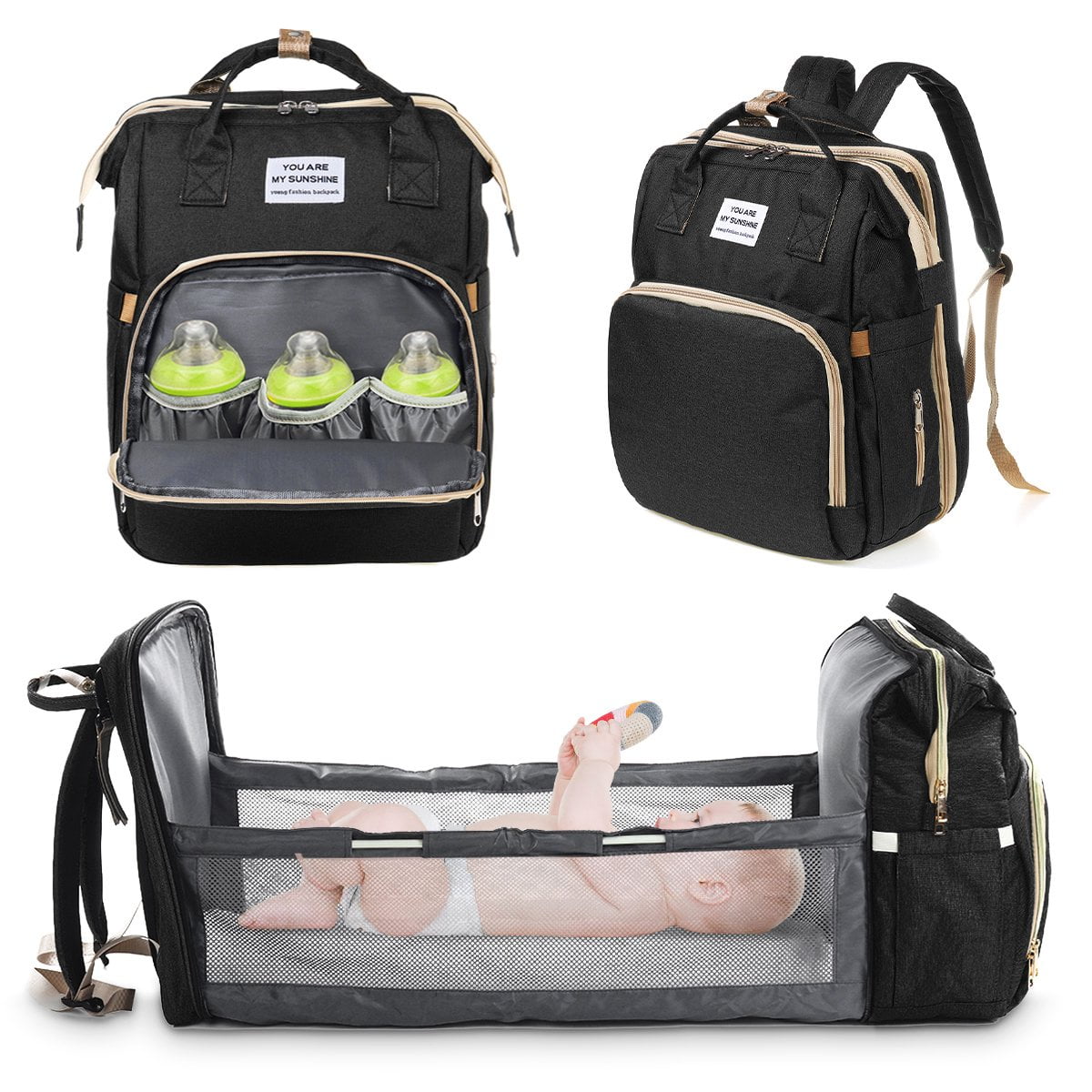 Travel Diaper Bag Backpack Foldable Baby Bed, Crib Diaper Backpack