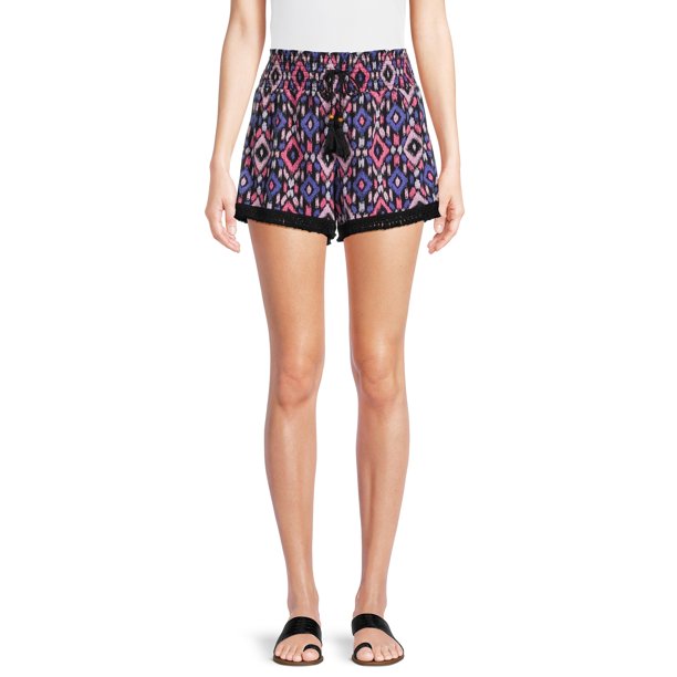 No Boundaries Juniors Gauze Shorts with Crochet Trim - Walmart.com