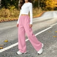 thumbnail image 3 of KICILVS Girls Sweatpants Elastic Waist Wide Leg Trousers with Pocket Soft Athletic Lounge Solid Color Pants Girls School Pants 5-15 Years, 3 of 9