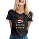 thumbnail image 3 of Gibobby Camisas de Navidad para mujer Camiseta de manga corta con cuello redondo y estampado de Navidad para mujer(Negro,XG), 3 of 5