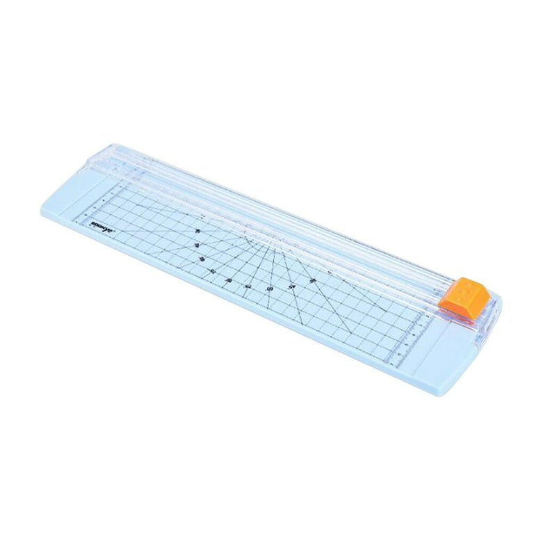 Mini Plastic Paper Cutter A4 Manual Sliding Linear Cutter Small Desktop  Photo Cutter (Blue) 
