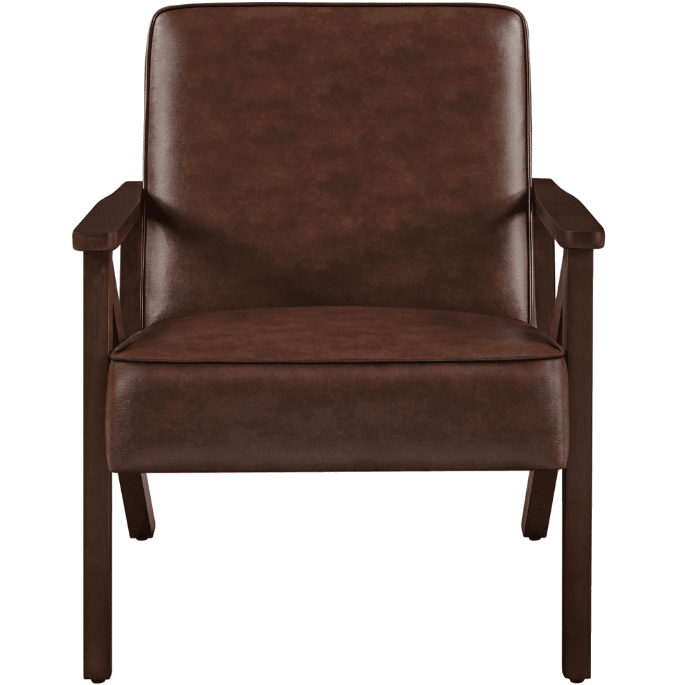 Renwick Faux Leather Armchair for Living Room, Dark Brown