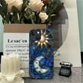 thumbnail image 7 of FKBRCL4U Compatible with iPhone 15 Glossy Case, Blue Stained Glass Golden Sun Moon Pattern for Girl Full Body Design Soft Silicone Drop Shock Scratch Protection for iPhone 15, 7 of 7
