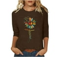 thumbnail image 2 of EGNMCR Easter T-Shirt Imprimé T-Shirts Graphiques pour Femmes Chemises pour Femmes Femmes Manches 3/4 Chemises Décontractées Chandail Tunique Ample Hauts Blouse Imprimée T-Shirts pour Femmes, 2 of 5