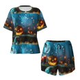 thumbnail image 2 of Yiaed Spooky Halloween Print Short Sleeve Pajama Sets for Women Casual Crew Neck 2 Piece Lounge Sets Women's Short-Sleeved Pajama-XX-Large, 2 of 5