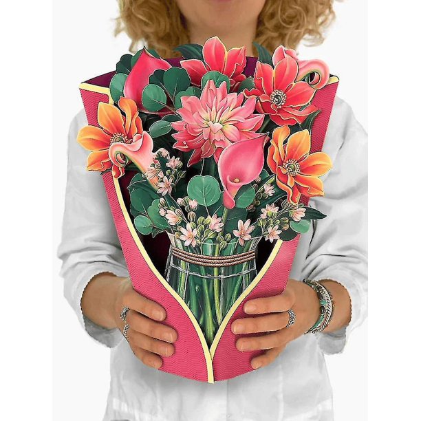 Tarjeta de felicitación emergente con ramo de flores para regalo del día de la madre