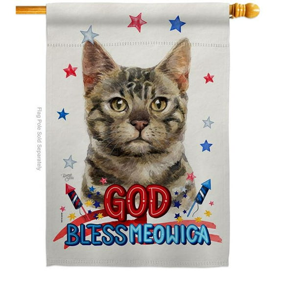 Breeze Decor H120116-BO Patriotic Bengal Animals Cat 28 x 40 in. Double-Sided Decorative Vertical House Flag for Decoration Banner Garden Yard Gift