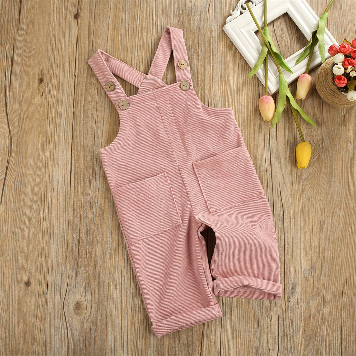 ITFABS Toddler Baby Boy Girl Overalls Corduroy Suspender Pants Outfits Solid One Piece Romper Jumpsuits Kids Clothes 