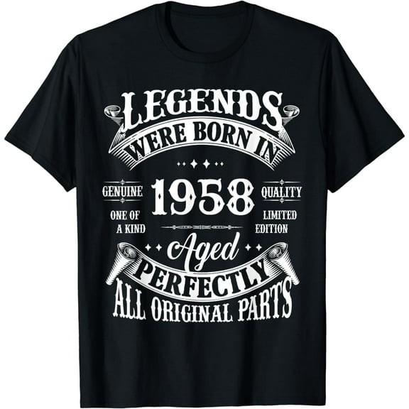 Vintage Legends Born In 1958 65 Years Old T-Shirt