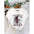 thumbnail image 1 of Halloween T-shirt - Skull Print T-shirt, Short Sleeve Crew Neck Casual Top For Summer & Spring, Women's Clothing, 1 of 6