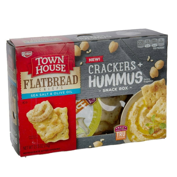 Keebler Town House Flatbread Crisps Sea Salt and Olive Oil with Hummus