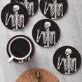 thumbnail image 3 of Set of 6 for Drinks Absorbent with Cork Base, Metal Holder, Round Stone Drink Mat for Wood Table, Gift for Birthday, Housewarming Room Bar r Human Skeleton, 3 of 6