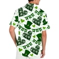 thumbnail image 4 of Domuza St Patricks Day Shirt Men Casual Irish Green Shamrock Graphics T-Shirt Summer Fashion Short Sleeve Button Down Lapel Tees Fluorescent Green 3XL, 4 of 4