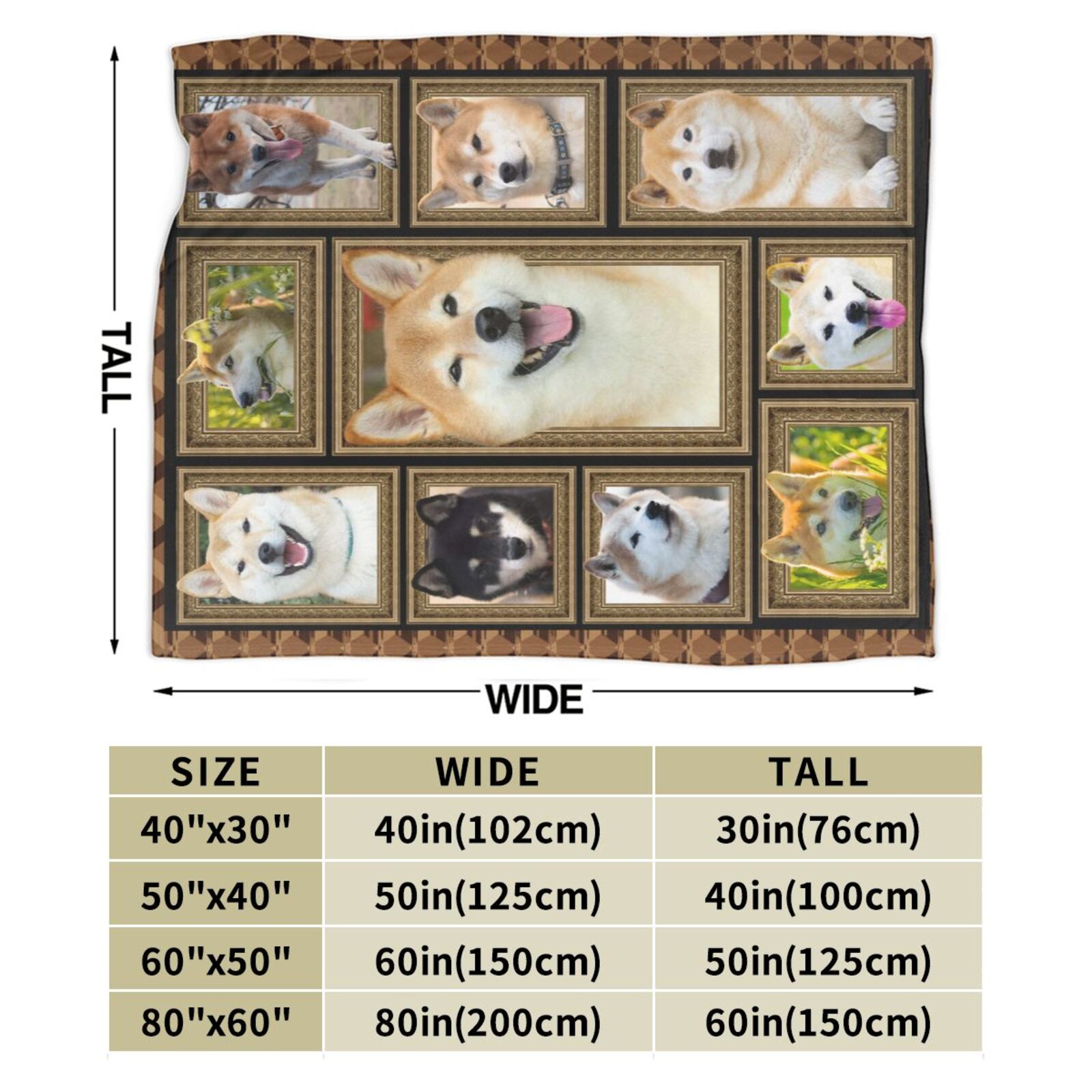 Wijzvio Shiba Inu Dog Throw Blanket Soft Fuzzy Fleece Blanket For Couch Bed Living Room Decoration 50"X40"